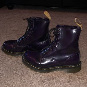 Dr. Marten Dark Purple Leather Classic Moto Boot